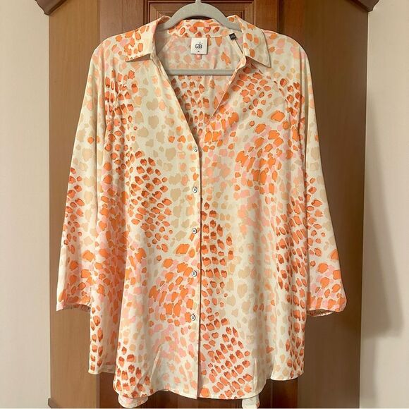 Cabi Peach Cheeky Go, Button Down Blouse. - Picture 3 of 4